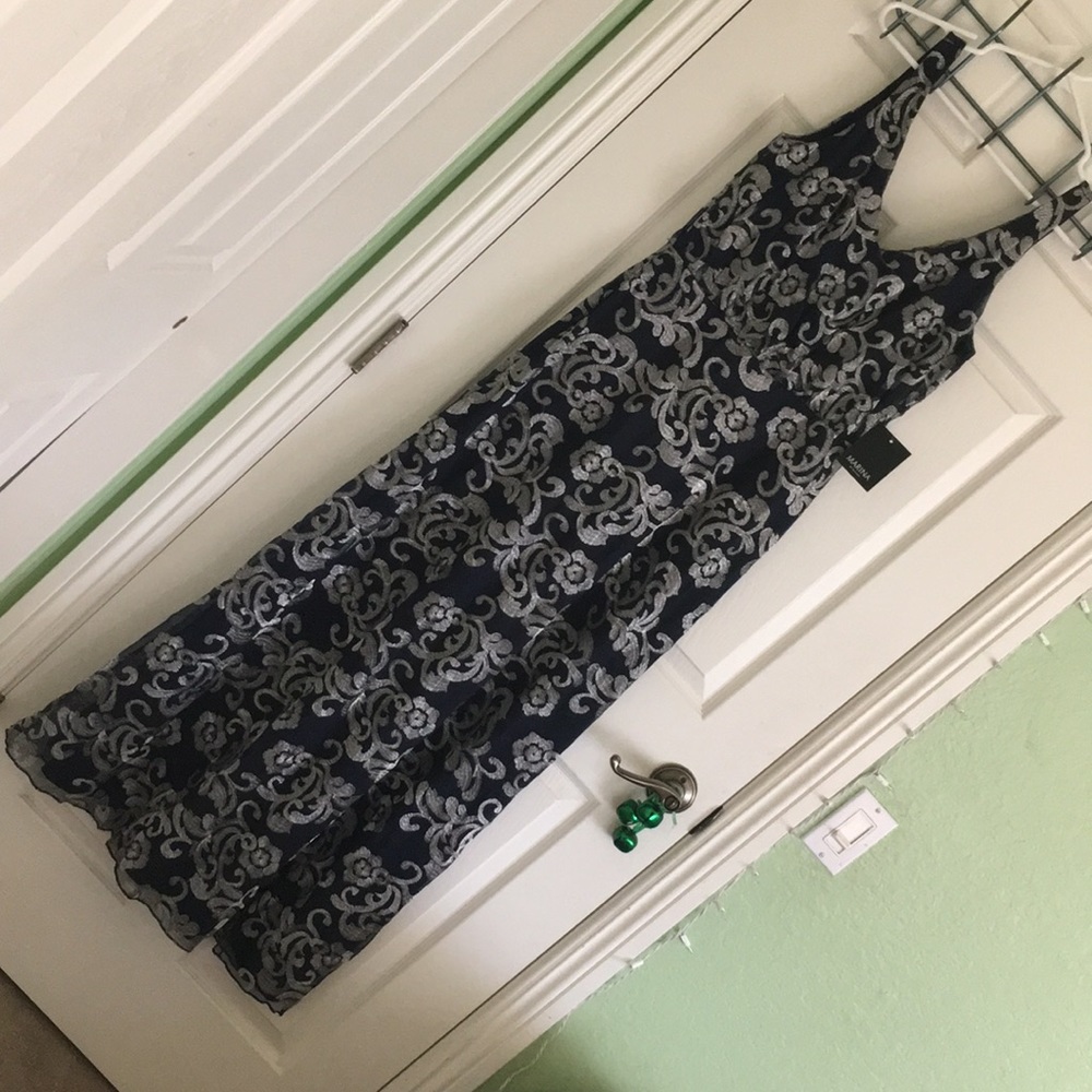 Deep Navy Blue With Silver Stitching Marina Dress